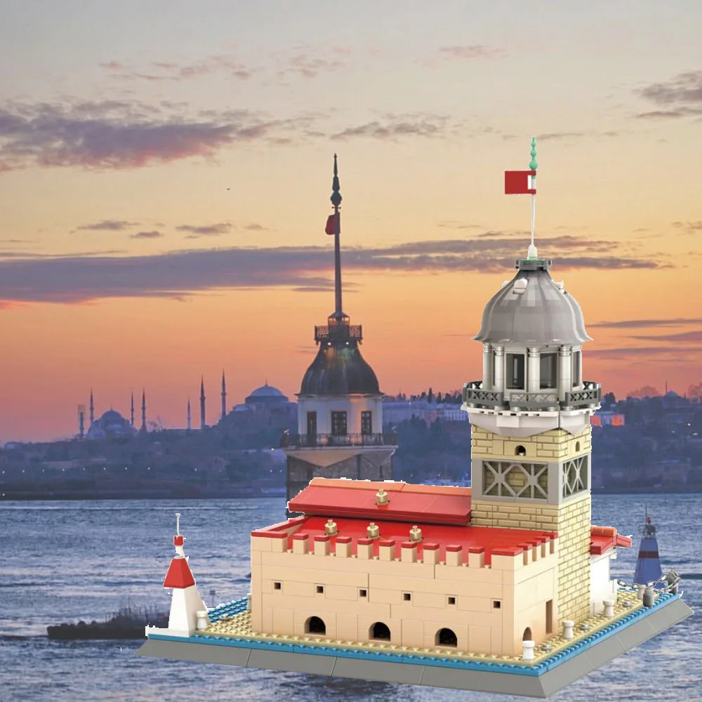 Edificios De Fama Mundial, Bloques De Construcción Creativos, Torre De La Doncella Turca, Modelo De Bloques De Construcción