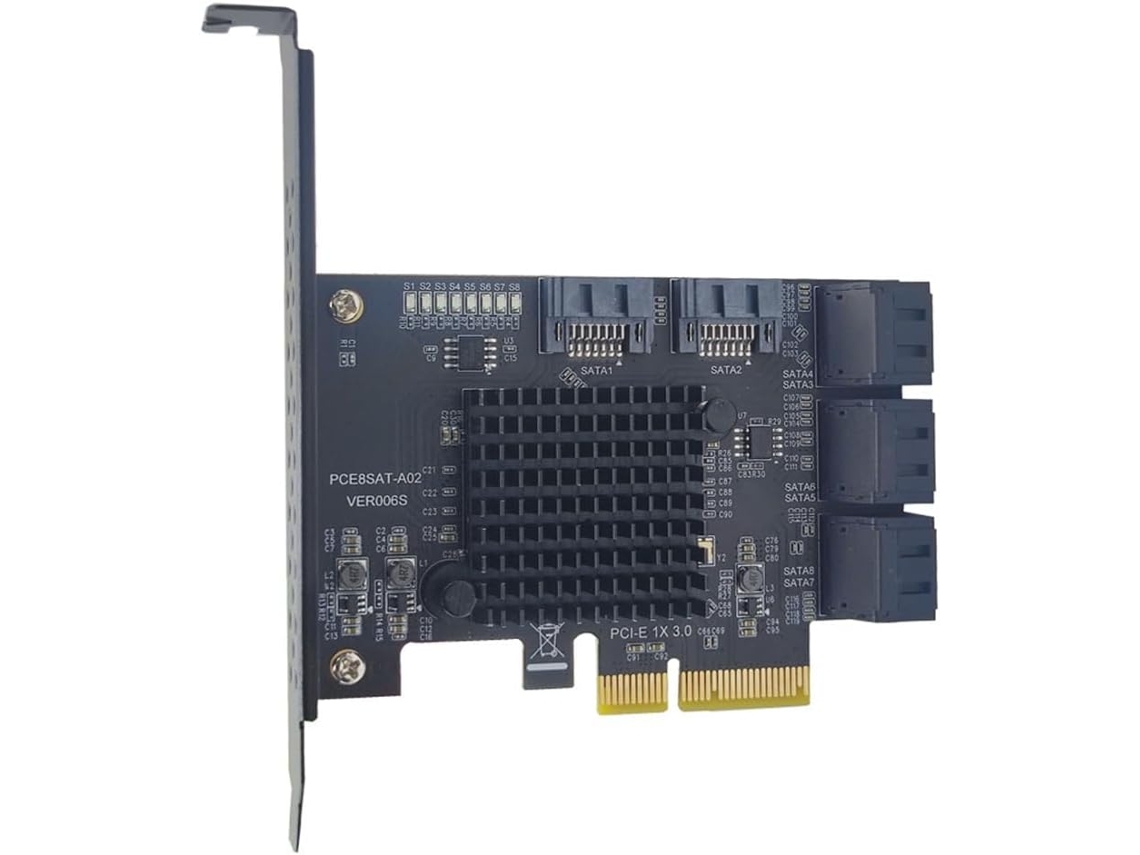 Tarjeta De Expansión Controladora De Disco Duro/ssd Pci-e De 8 Puertos Pcie X4 A Sata3.0 De 6 Gbps