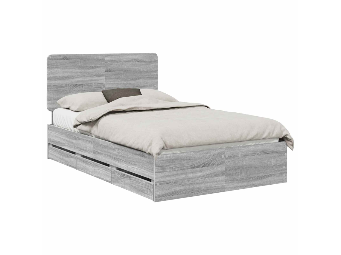 Maison Exclusive - Estructura De Cama Gris Sonoma 120 X 190 Cm Madera Ingenieril