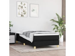 Cama Box Spring Con Colchón Tela Negro 90x190 Cm