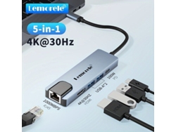 Hub USB C 5 en 1 Lemorele, adaptador de cable multifuncional USB C a RH45. Tadvyyvayotoy