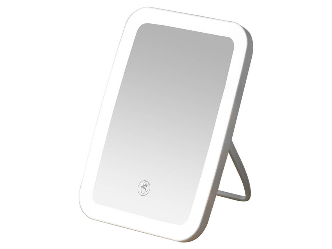Espejo de maquillaje LED recargable por USB Baok, plegable, portátil y con ajuste táctil, ideal para el baño y los viajes.