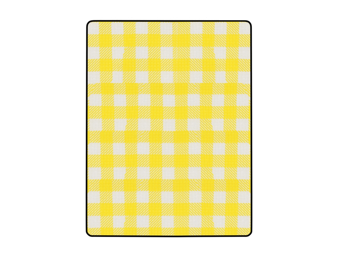 Manta De Picnic Gruesa, Plegable E Impermeable Con Estampado De Parrilla Amarilla, Ideal Para Acampar Y Actividades Al Aire Libre.