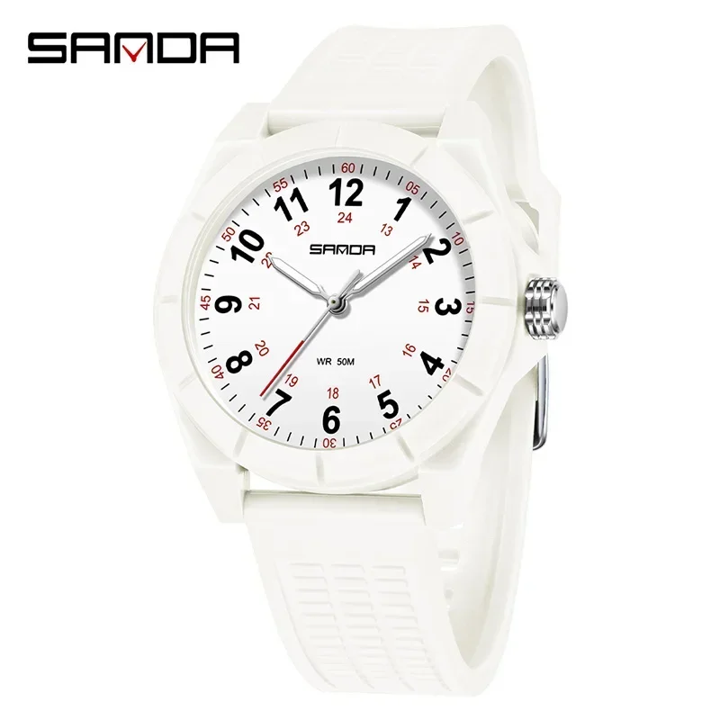 Reloj De Pulsera (blanco), De Cuarzo, Para Enfermeras, Sencillo Y Elegante, Con Función Luminosa.