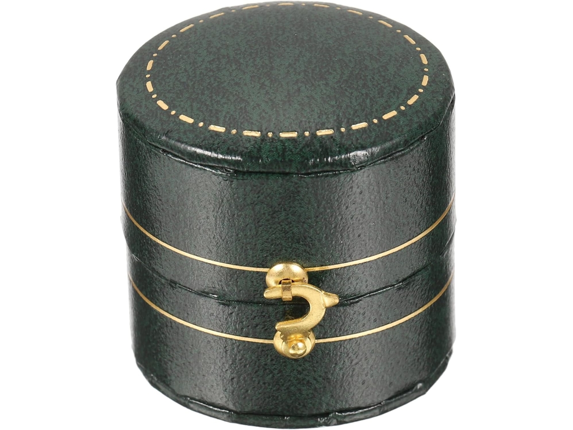 Portátil Anillos Verde Forma Ovalada Retro Estuche Compacto Guardar Proteger Embalaje Femenina Viajes Fiestas