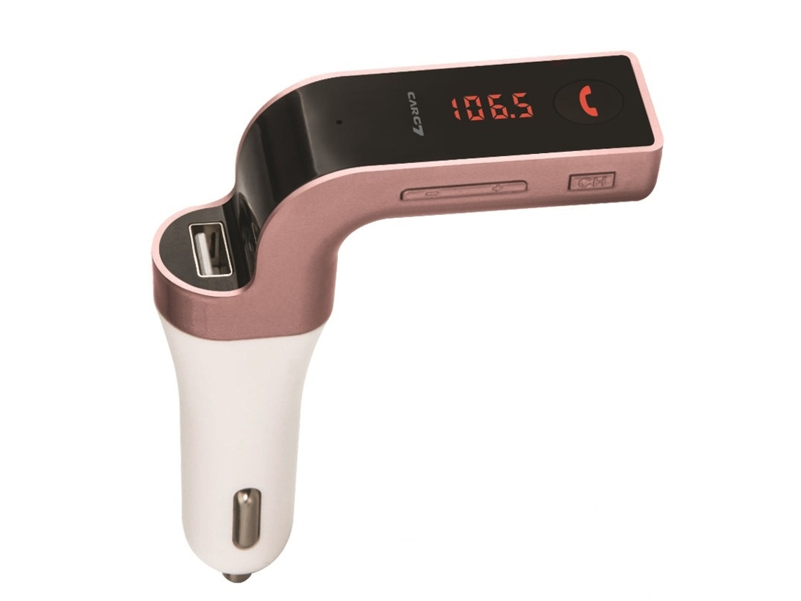 Transmisor de FM YIZHOOD G7 Bluetooth Manos libres Disco USB Entrada AUX USB Oro rosa