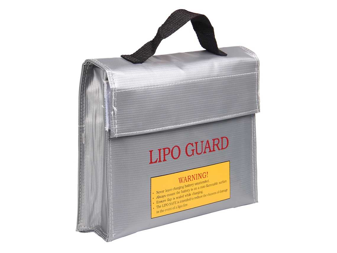 Bolsa Ignífuga A Prueba De Explosiones Para Baterías Portátiles Lipo Con 3 Compartimentos, 24x18x6,5 Cm.