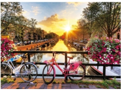 Rompecabezas Para Adultos De 500 Piezas: Ámsterdam, Primavera, Río Tranquilo, Amanecer, Flores Y Bicicletas (amarillo)