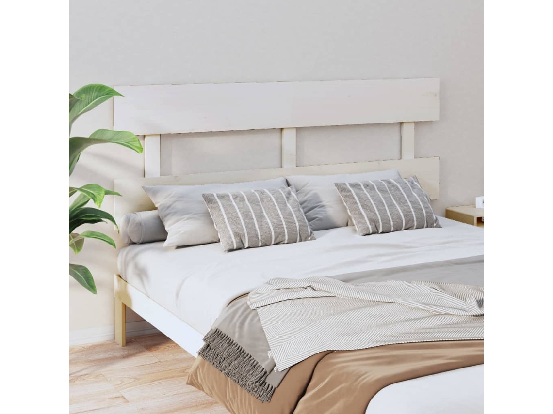 Cabecero De Cama Madera Maciza De Pino Blanco 164x3x81 Cm