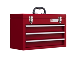 Caja De Herramientas Vacía De 51x22x32cm, 3 Cajones, Asa, Cerradura, Acero Rojo.