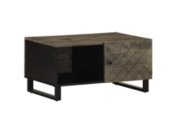 Mesa De Centro Madera Maciza De Mango Negra 80x50x40 Cm
