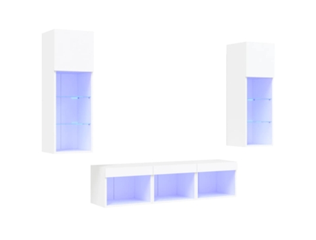 Conjunto 5 Muebles de TV de pared con LED VIDAXL madera ingeniería blanco (40 x 30 x 30 cm)
