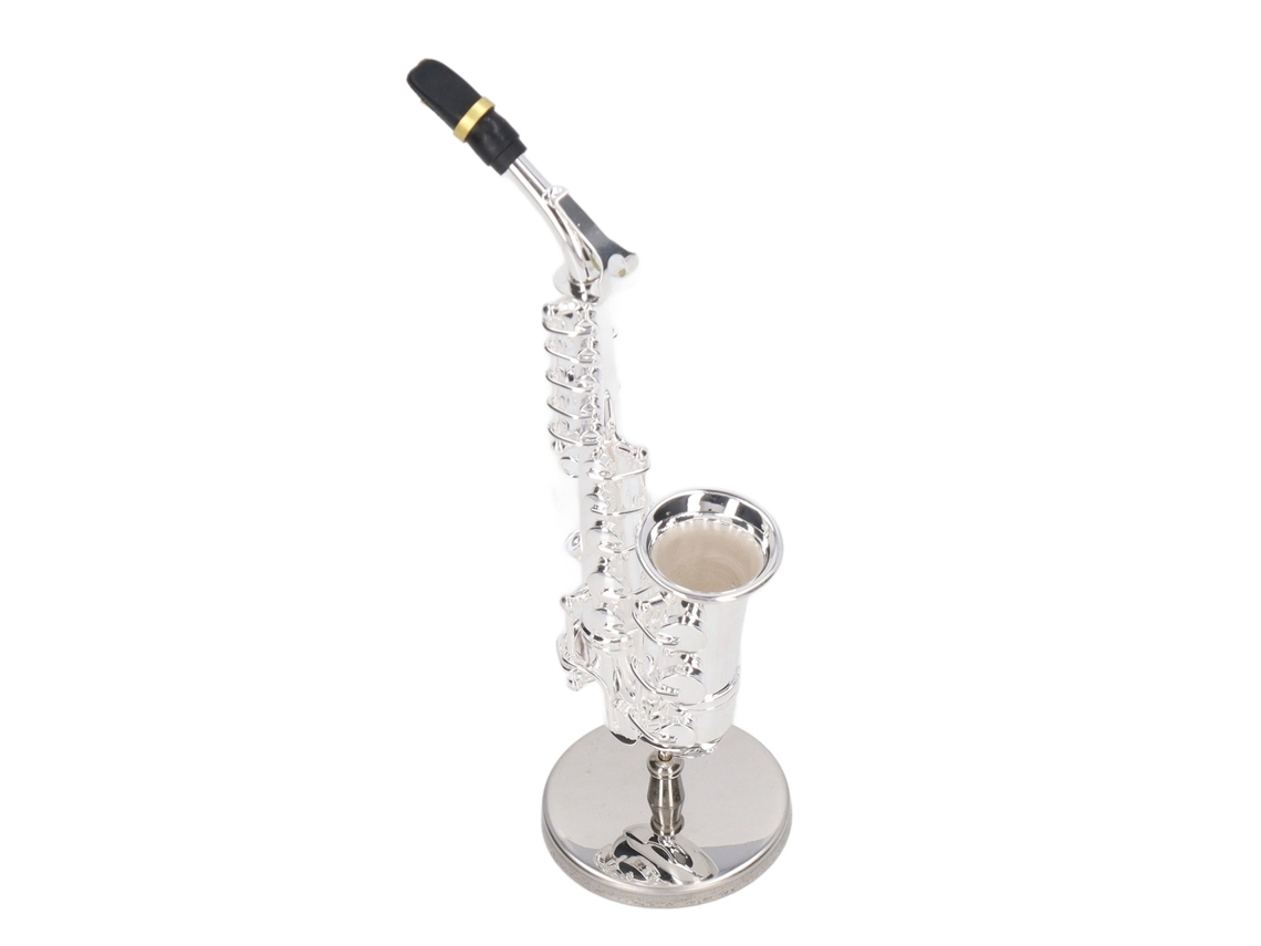 Mini Adorno De Saxofón Alto, 14 Cm, Metal, Con Base Y Caja De Regalo Musical.