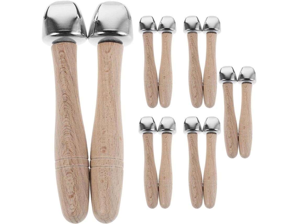 Juego de 10 campanillas de madera hechas a mano - Campanillas para servir - Instrumento musical para conservar...