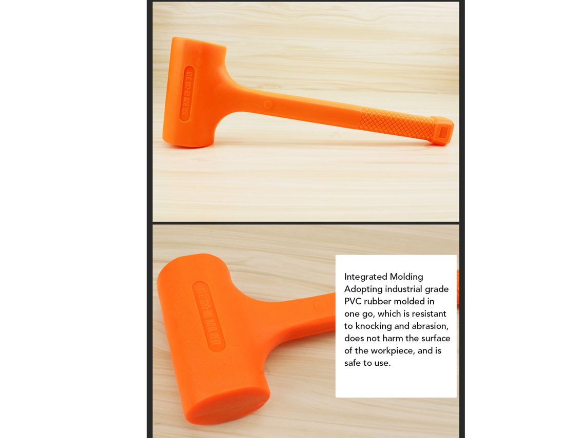 Martillo De Impacto No Elástico Con Mango Suave, De Dos Componentes, Multifuncional, Color Naranja.