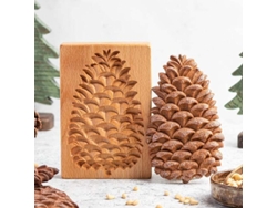 Molde de madera para galletas con diseño de pan de jengibre, con piñas y rosas (estilo provenzal).