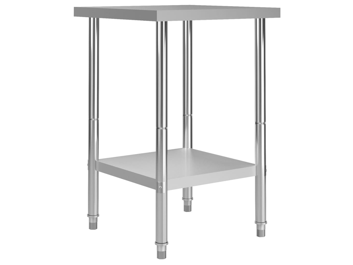 Mesa de trabajo de cocina 60x60x85 cm acero inoxidable DKD HOME DECOR