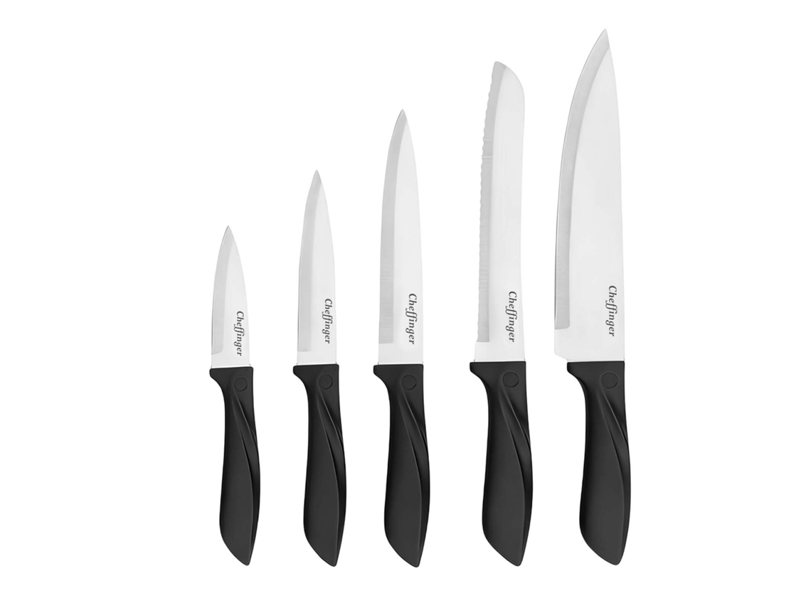 Set Cuchillos 6 Piezas Acero Inoxidable Con Bloque Madera