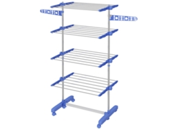 Tendedero Vertical, 4 Niveles, Plegable, Acero Inoxidable, Estantes Ajustables, Azul.
