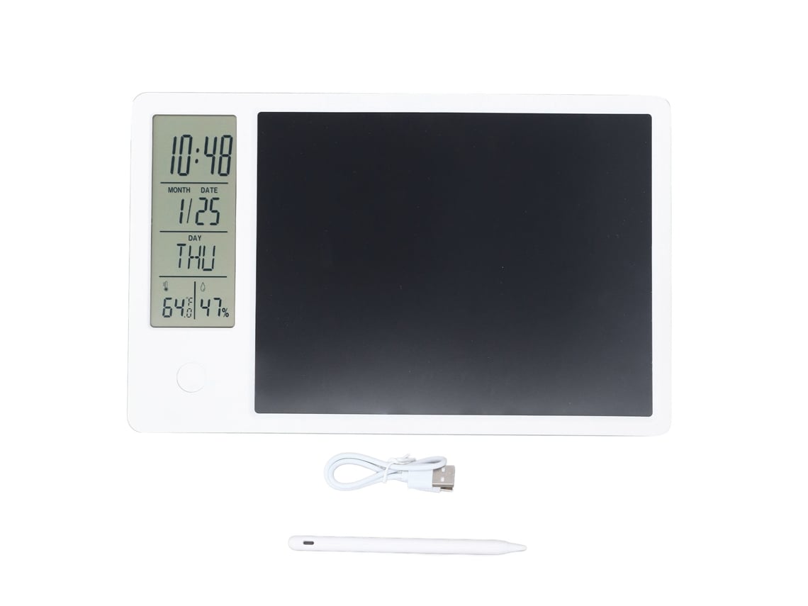 Ats-pizarra Electrónica De Calendario Lcd Con Bloc De Notas Multifuncional Ligera Para Oficina Blanco