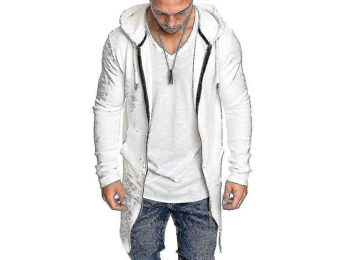 Chaqueta Tipo Cárdigan De Invierno Para Hombre Con Capucha, Cremallera Y Mangas Largas.