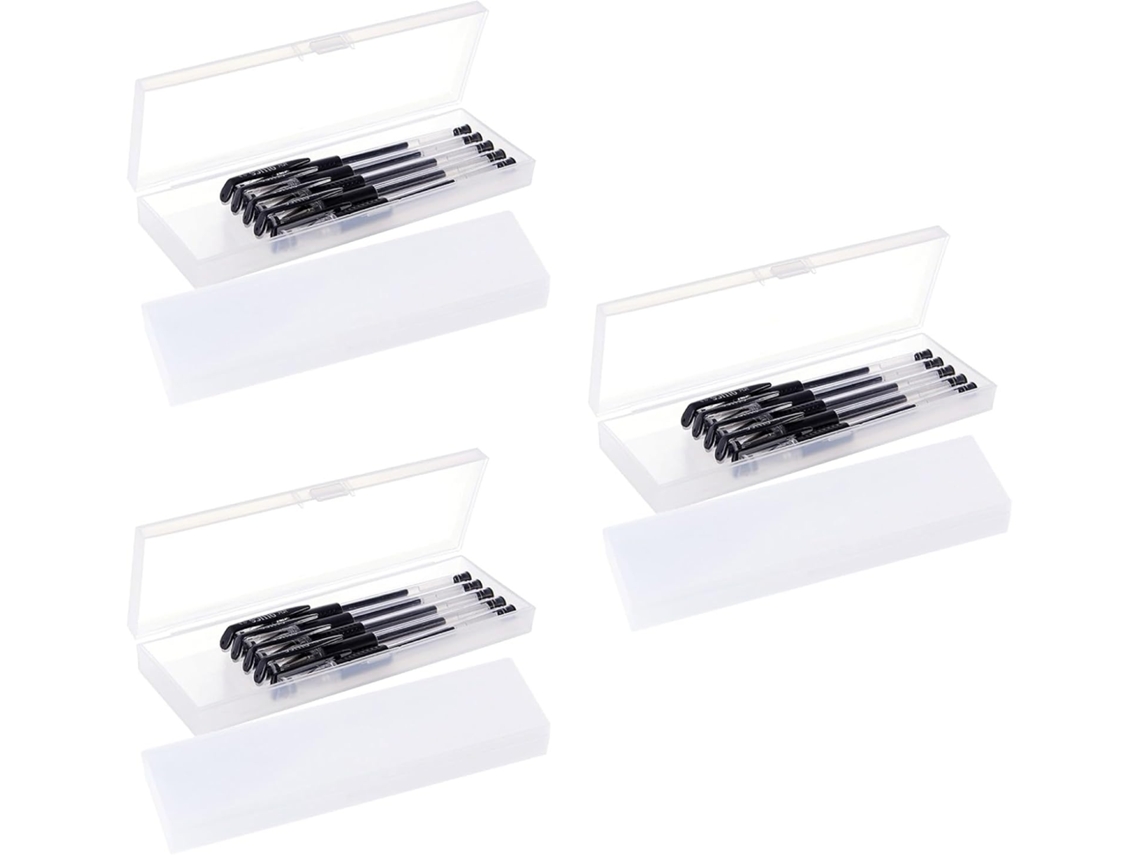 Nuobesty Juego De 6 Estuches De Plástico Transparente Para Lápices Con Compartimentos Y Tapas