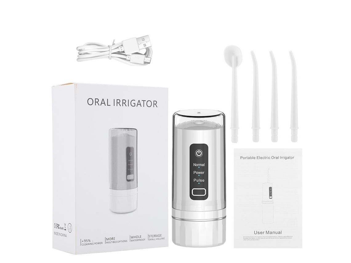 Irrigador bucal El hilo dental eléctrico portátil limpia los dientes y elimina los cálculos-Blanco DIGITALLAB
