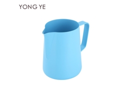 Taza de acero inoxidable con pico recubierto de teflón en color azul claro, ideal para latte art, 400 ml Sfushos