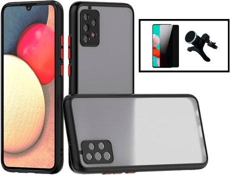 Kit Carcasa + Protector de Pantalla Privacidad + Soporte Magnético con Pernas Samsung Galaxy A52 G4M Negro