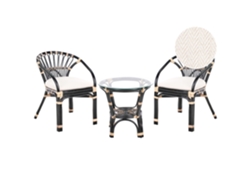 Conjunto de bistró Beliani Pecorini de ratán/mimbre negro 51x58x79