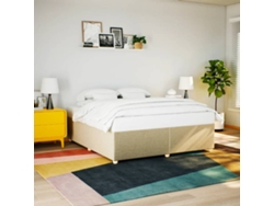 Cama Sin Colchón Tela Color Crema 200x200 Cm