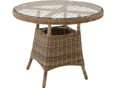 Mesas de jardín TECTAKE (Marrón - Poli Ratán - 91x91x73.5 cm)