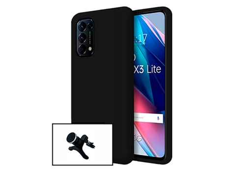 Kit Carcasa y Soporte Magnético para Auto reforzado Oppo Find X3 LITE PHONECARE Silicone Negro