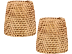 Portalápices De Ratán Natural Marrón Tejido A Mano (2 Piezas)