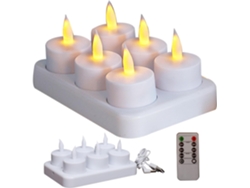 Velas Led Sin Llama Con Base De Carga, Temporizador Y Mando A Distancia, Juego De 6 Unidades.