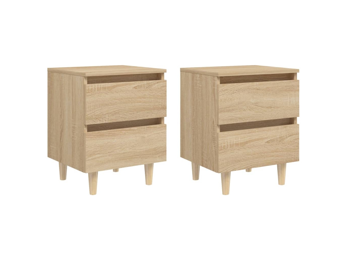Mesas Cabeceira LOVELY HOME Mesinha 2 Pcs com Pernas Pinho 40X35X50 Cm Carv. Sonoma