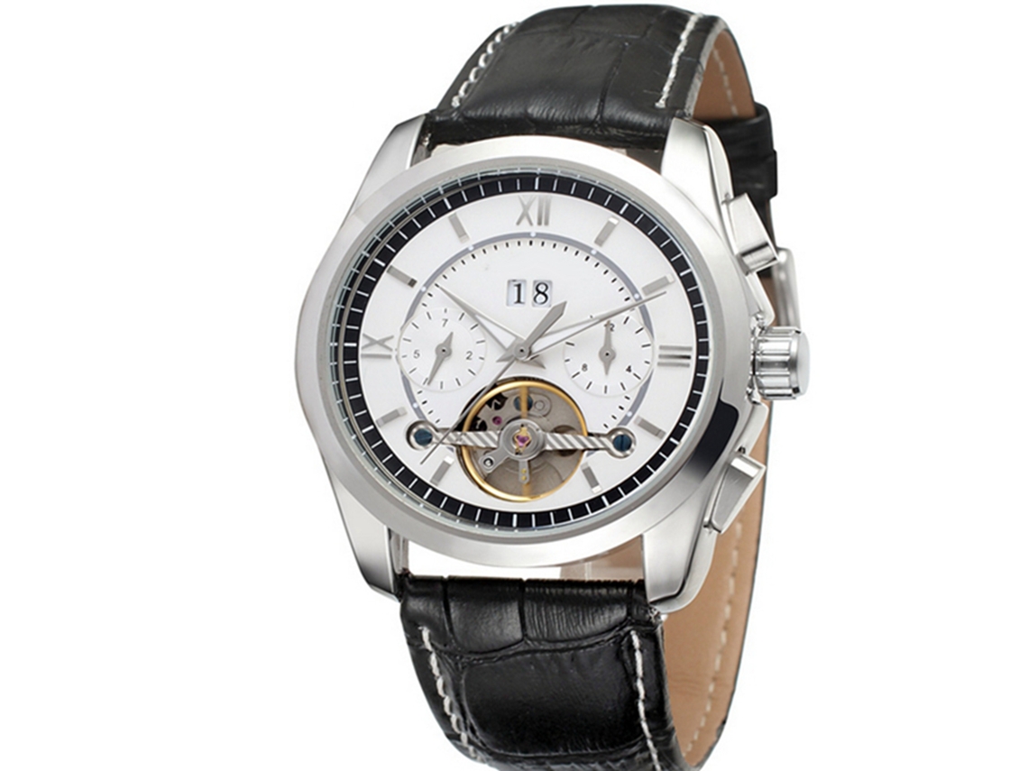 Reloj De Muñeca Para Hombre Forsining Mecánico Automático Con Calendario Plata Blanco