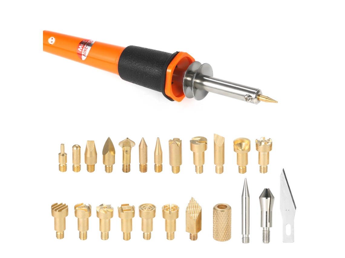 Kit De Pirograbado En Madera De 30 W Con 24 Piezas - Herramientas Para Quemar Y Grabar Madera 220-240 V