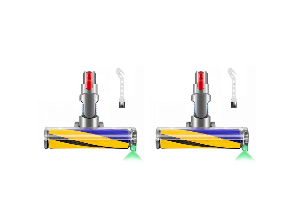2x Acessório de detecção de poeira para aspirador de pó V15 V11 V10 V8 V7, escova de rolo macia com luz verde óptica.