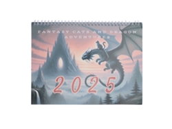 Calendario De Gatos Y Dragones 2025. Ilustración Exquisita. Encuadernación En Espiral. Para Colgar En La Pared.