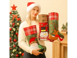 Medias navideñas bordadas, regalos, decoraciones, adornos de pared, bolsas de regalo. Estilo 1 (2 piezas). Yunzii