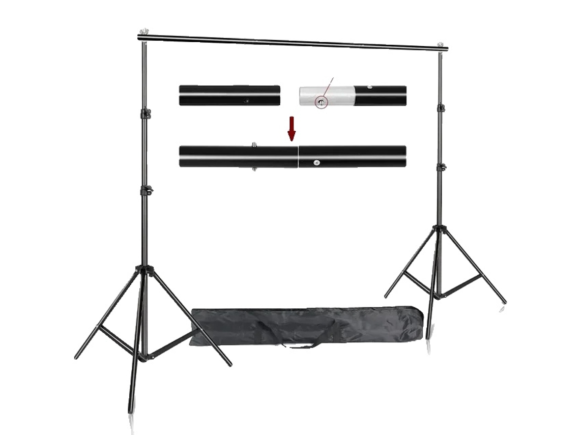 Soporte de fondo para estudio fotográfico, altura ajustable, bolsa de transporte portátil, 2 mx 3 m, sin sacos de arena