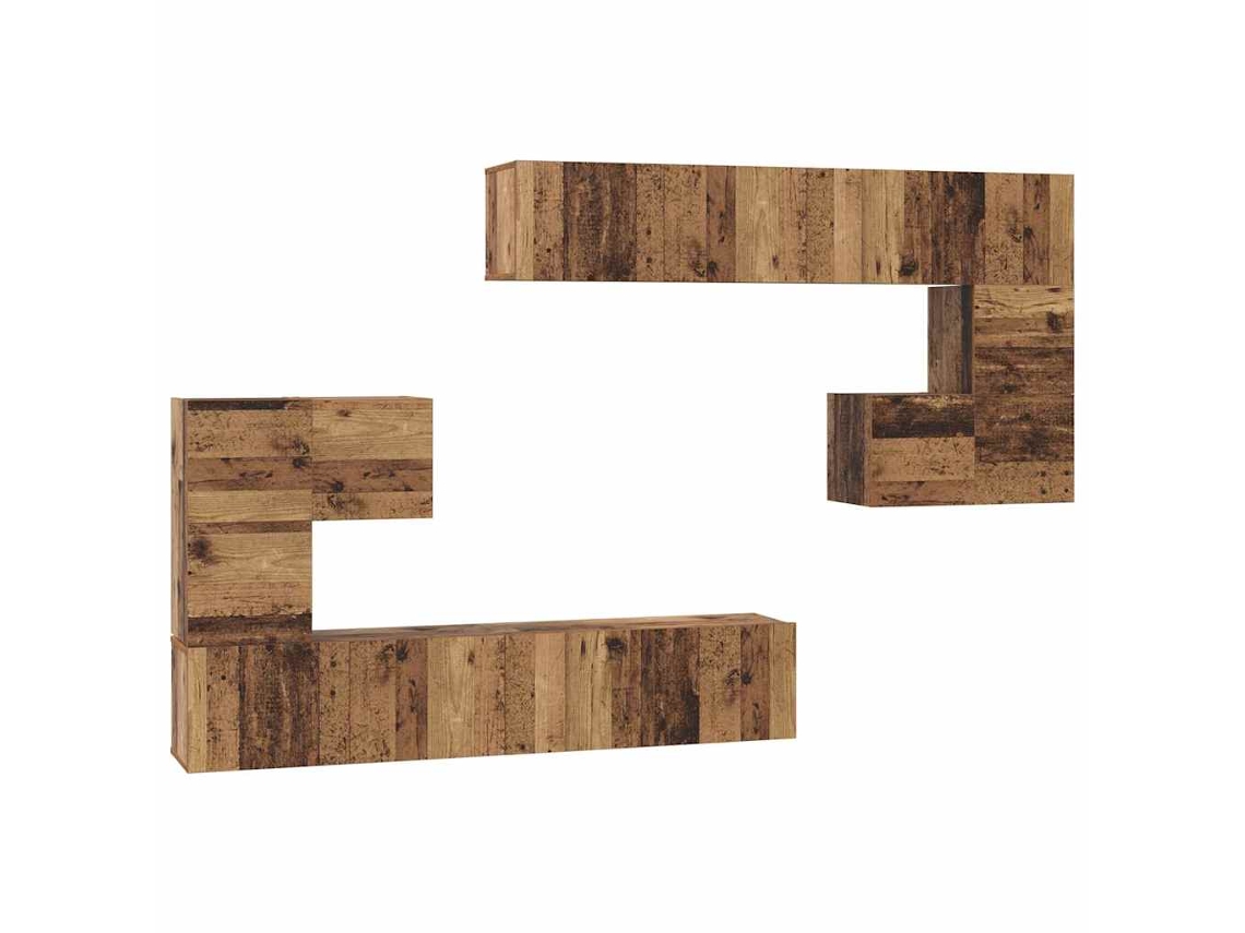 Maison Exclusive - Unidades De Tv 4 Pcs Madera Vieja Madera Contrachapada