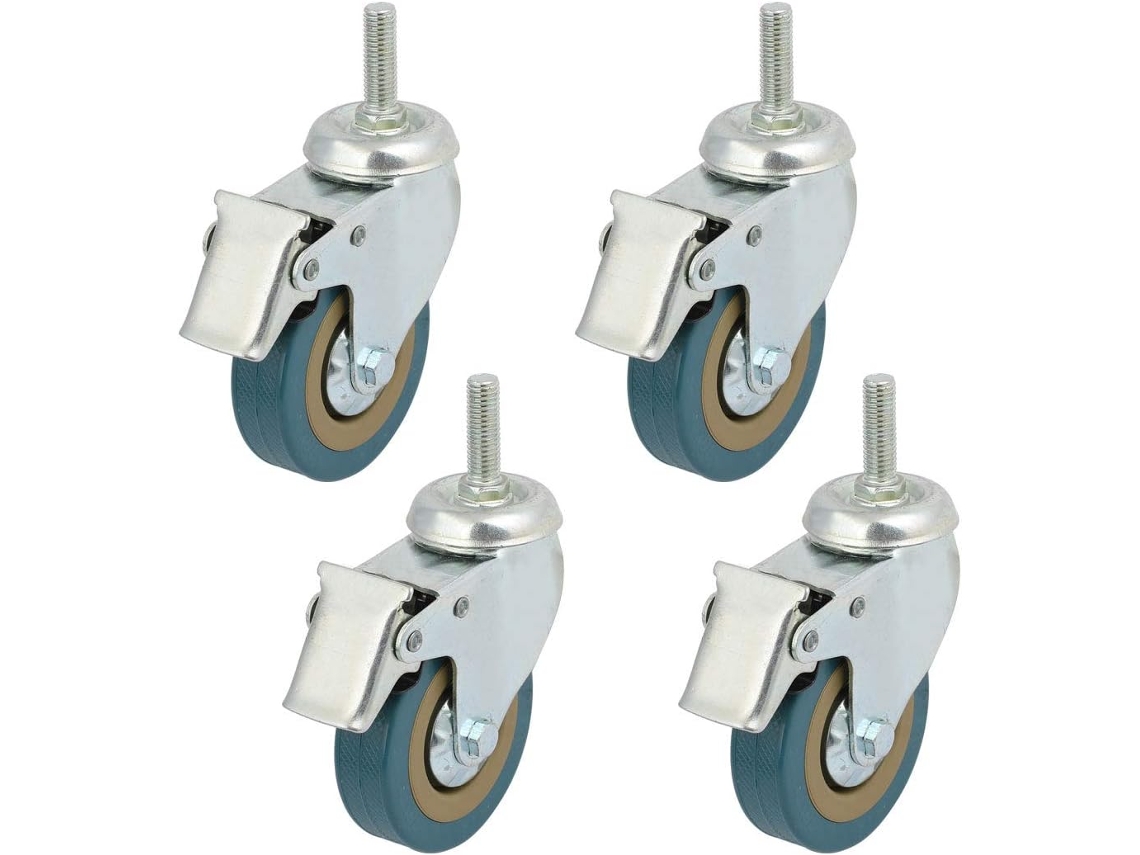 Pasador roscado M10x30mm, rueda de freno universal de 3 pulgadas y 360 grados, 4 piezas CHABERLU