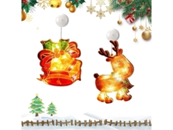 2 Paquetes De Luces Navideñas Decorativas Con Ventosa A Pilas Para Decorar Ventanas.