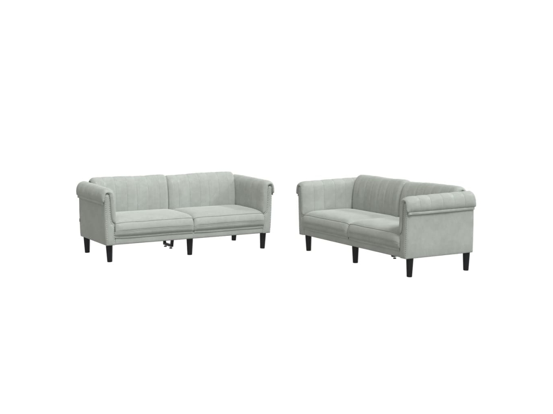 Maison Exclusive - Juego De Sofás 2 Piezas Terciopelo Gris Claro