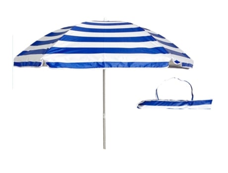 Parasol Jardín de Aluminio Sombrilla Playa grande 300cm Sombrilla Plegable Antiviento Raya Blanco SELEOK