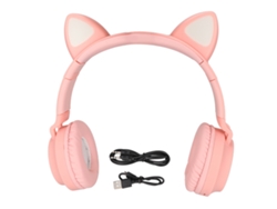 Auriculares para juegos LAXISCREED con orejas de gato rosas