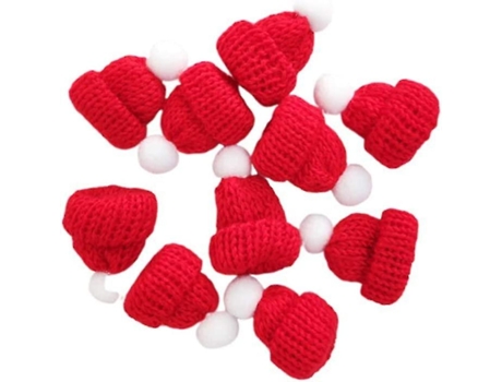 10pcs Hat de punto de Navidad Mini Santa Santa sombreros Ornamentos de árbol de Navidad Diy Red
