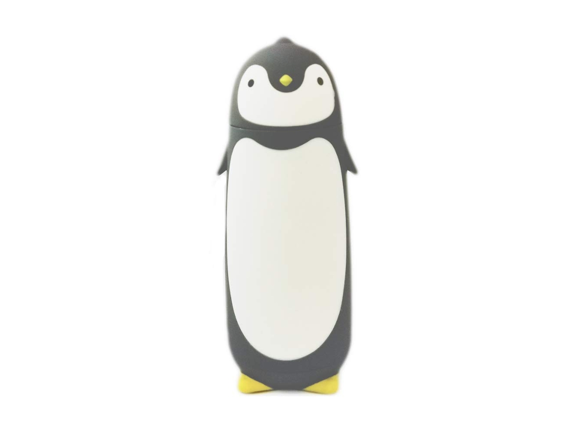 Botella térmica de acero inoxidable de 280 ml con un bonito diseño de pingüino (gris)